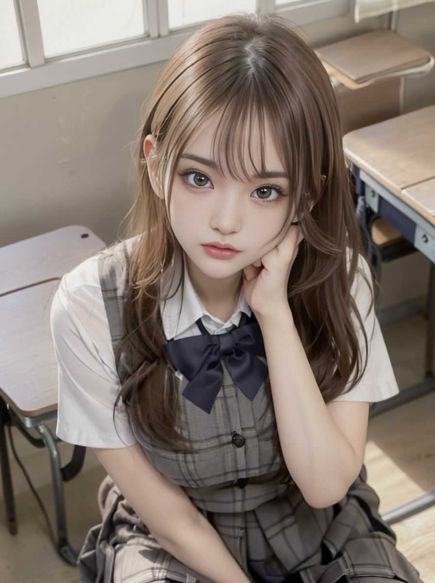 【実写系・AI生成】女子校生の学園ライフ、全部見せます！聡美ちゃん編 - サンプル画像 1