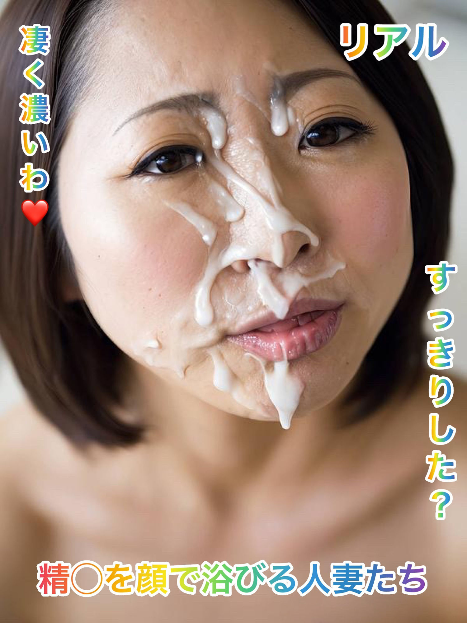 精◯を顔で浴びる人妻たち 3 - サンプル画像 3