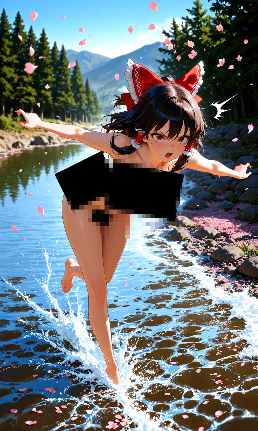 魔理沙は霊夢のえっちな写真を撮りたいようです。vol.53〜春の砂嵐の昼の川編〜 - サンプル画像 1