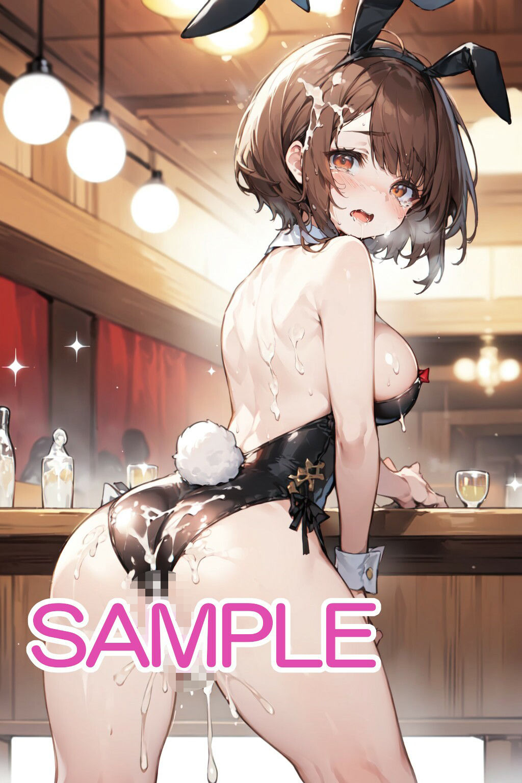 茶髪ショートで黒バニーガールな女の子とバーで・・・ - サンプル画像 3