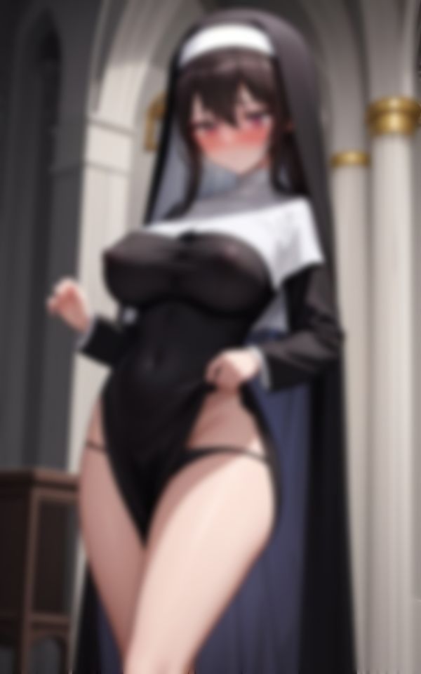 エチチな爆乳ロケットおっぱいで新米神父を誘惑する痴女シスター - サンプル画像 1