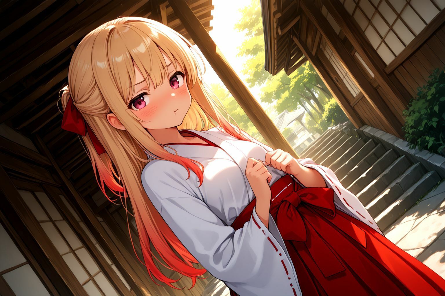 ミックスガールズコレクション  巫女服ちっぱい美少女のえっちなお祓い - サンプル画像 3