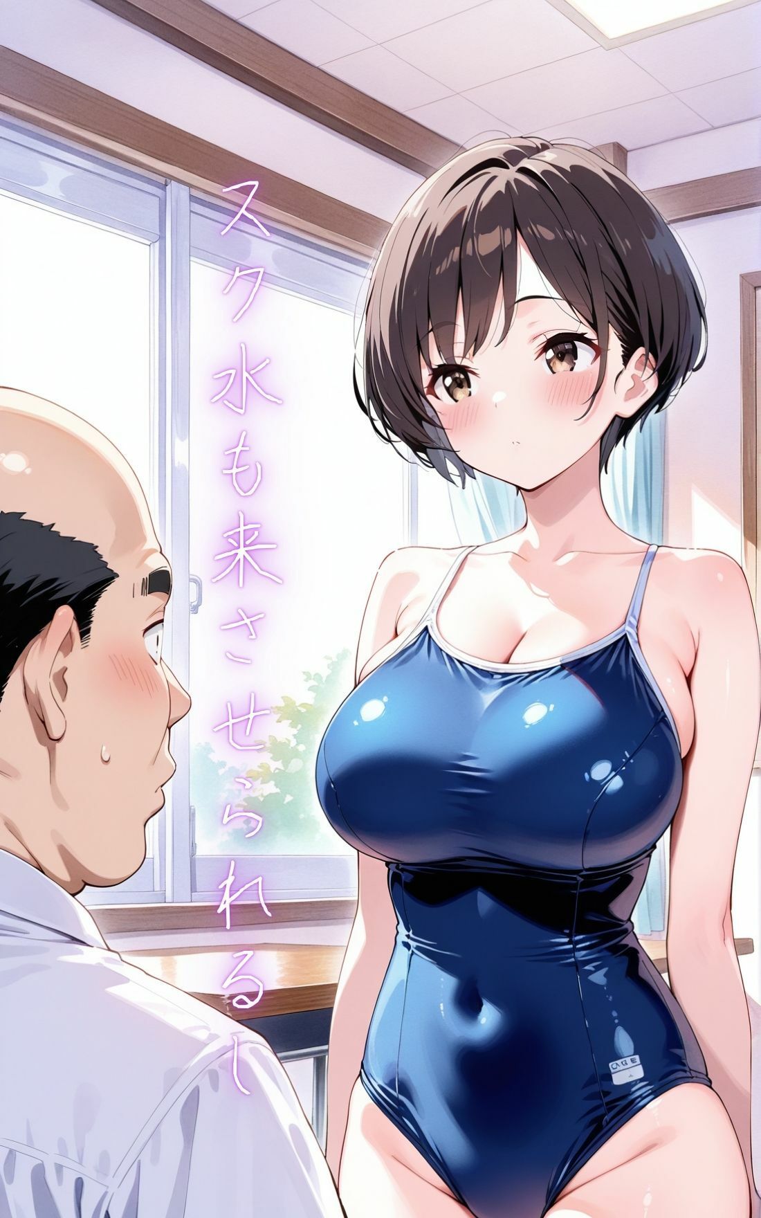 ボーイッシュ巨乳女子校生  田舎でハゲデブおやじの相手をさせられる - サンプル画像 9
