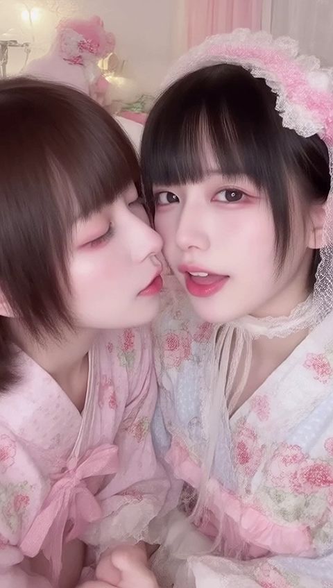 【動画】キス寸前、でもまだ…舐めてる。AI百合舐めキス映像 - サンプル画像 1