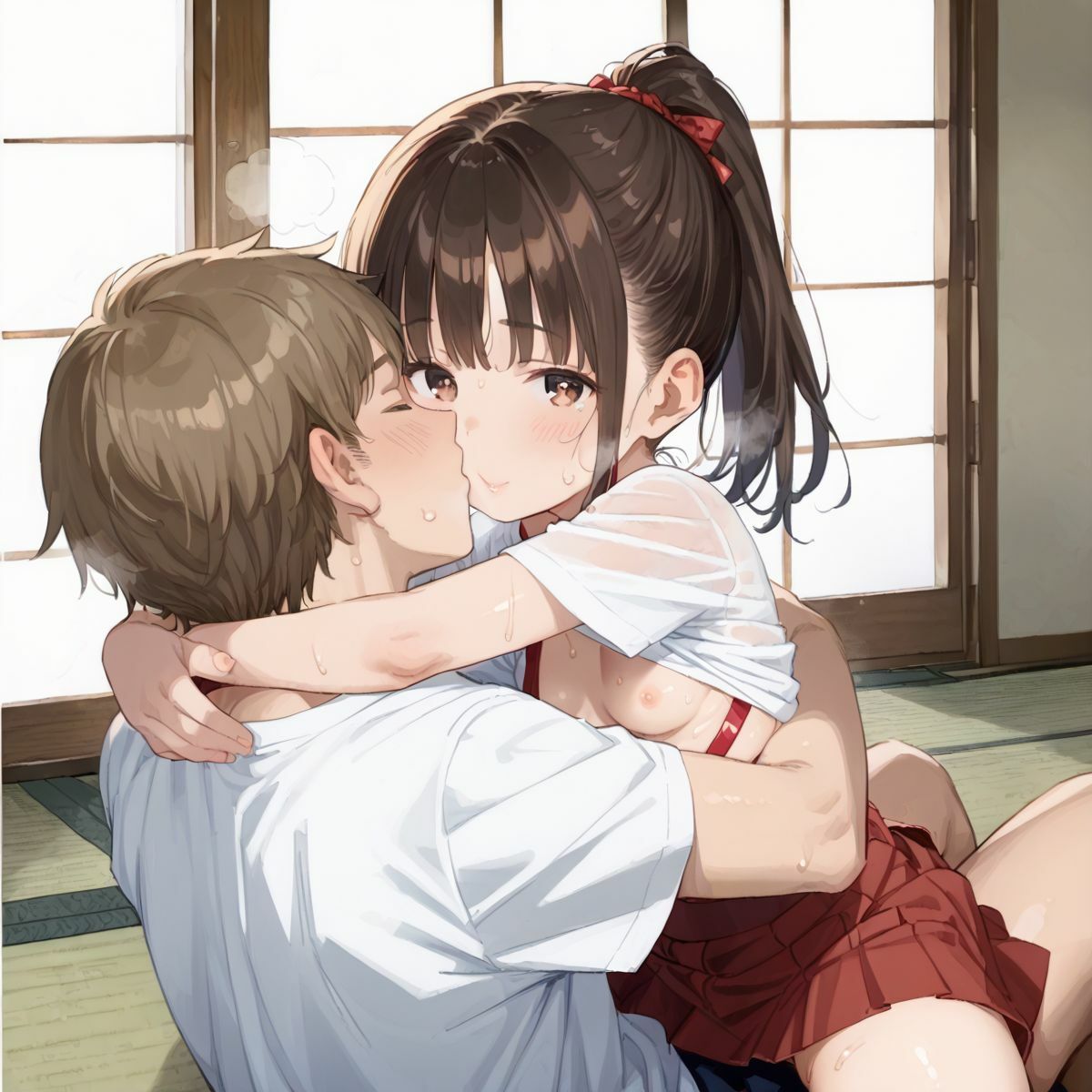 夏休みの自由研究に「動物の交尾」選んだつるぺた義妹のお手伝いをするために本番中出しえっちで実践授業をしてあげる01 - サンプル画像 1