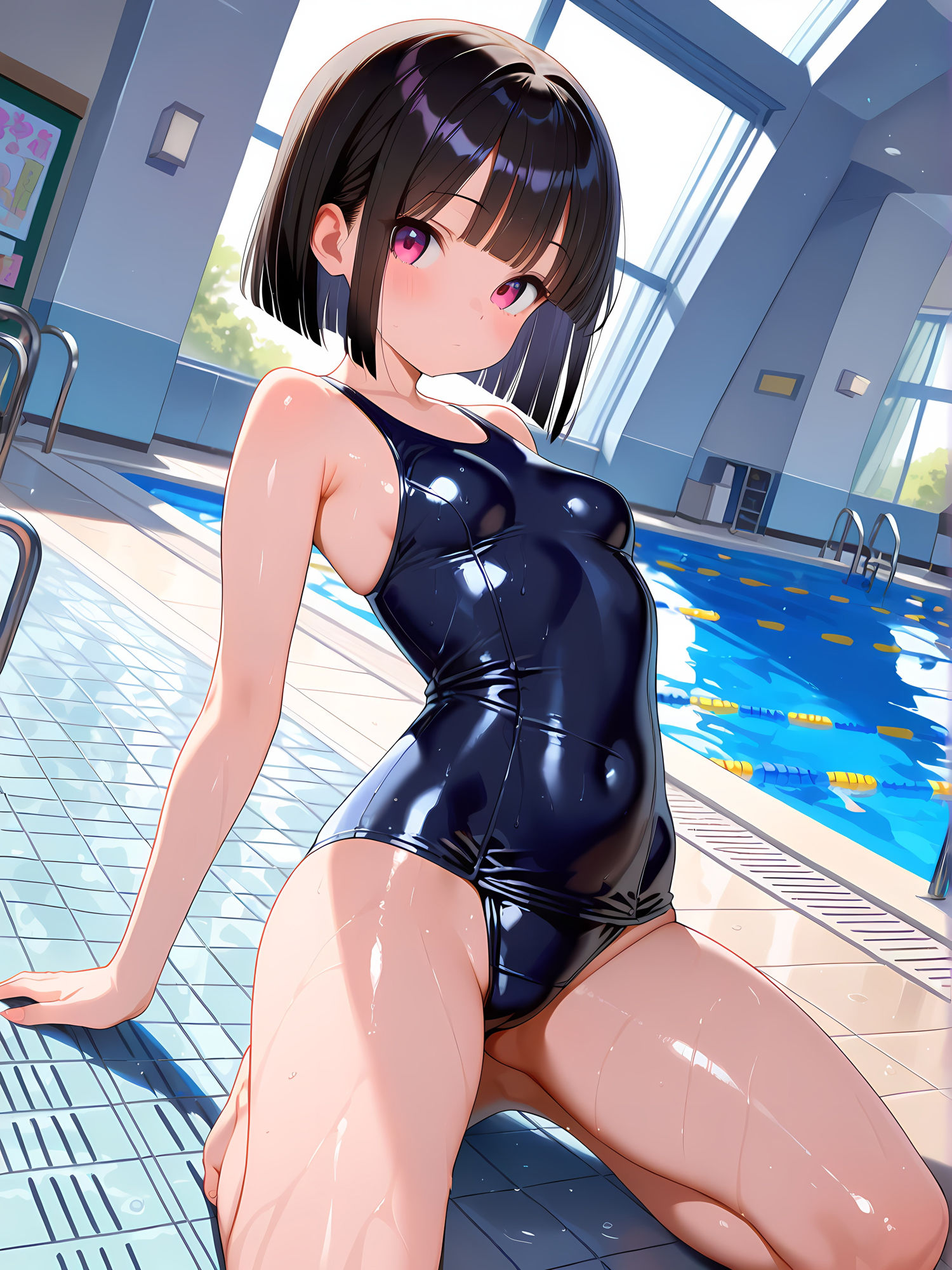 プールでスク水女子とイチャイチャ！2 - サンプル画像 1