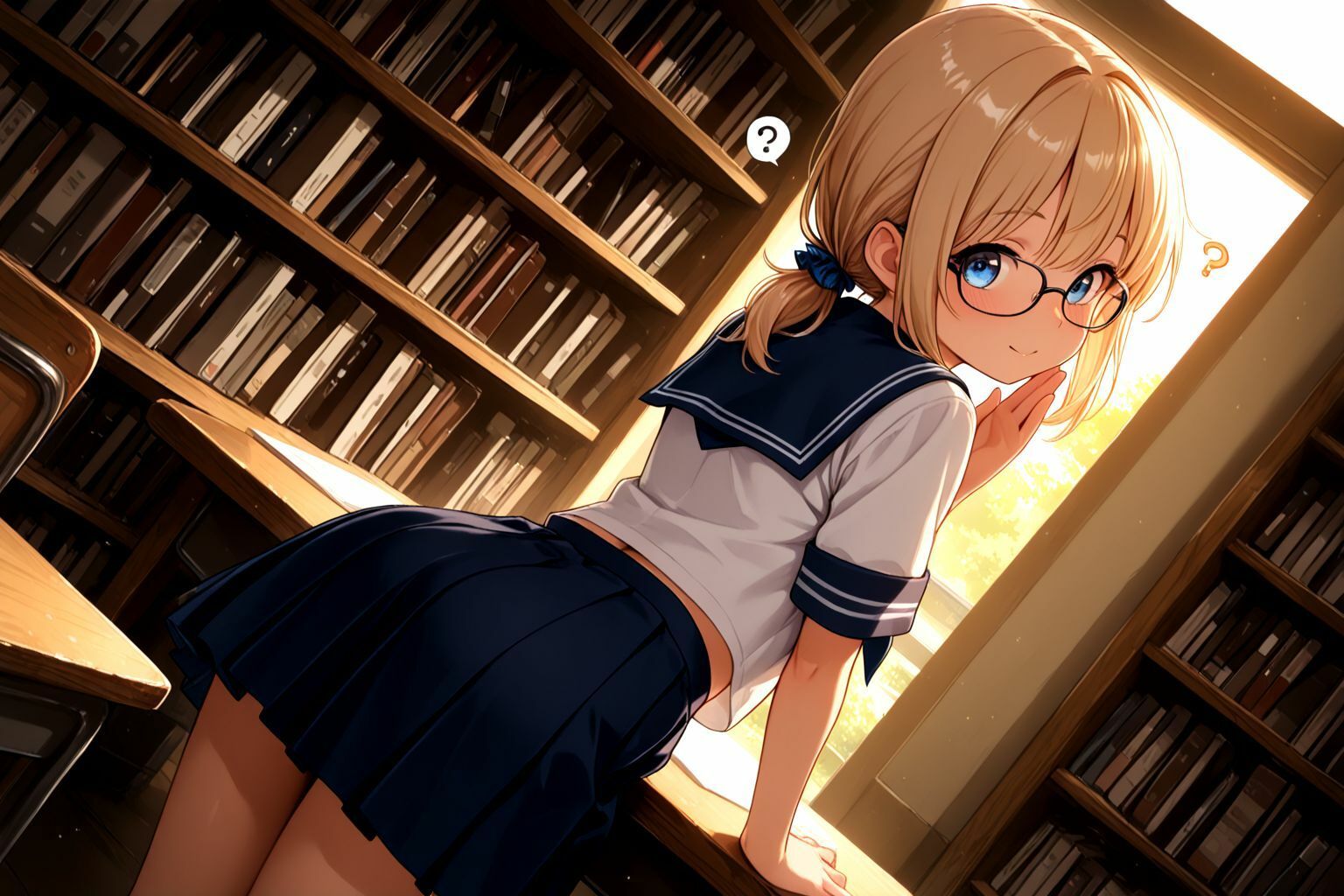 ミックスガールズコレクション  美少女図書委員のちっぱいメガネっ娘と図書館でえっちなお勉強 - サンプル画像 1