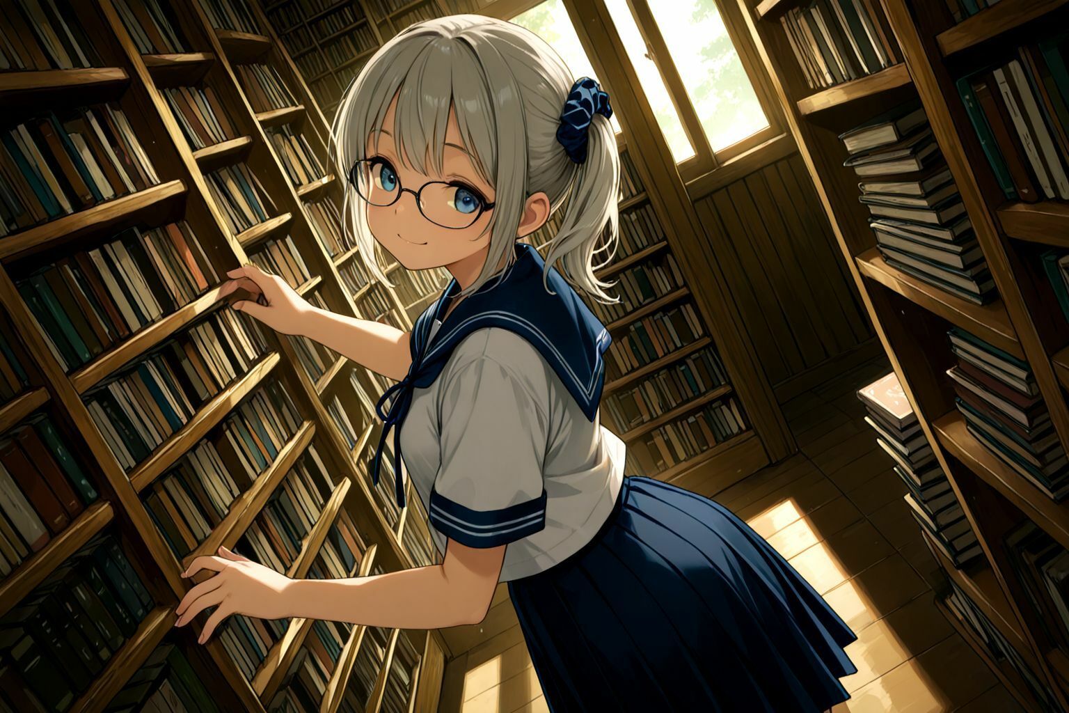 ミックスガールズコレクション  美少女図書委員のちっぱいメガネっ娘と図書館でえっちなお勉強 - サンプル画像 3