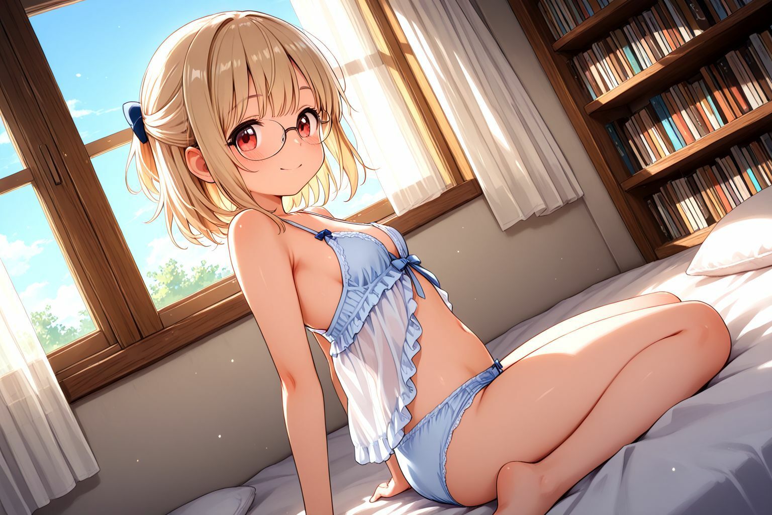 ミックスガールズコレクション  美少女図書委員のちっぱいメガネっ娘と図書館でえっちなお勉強 - サンプル画像 4