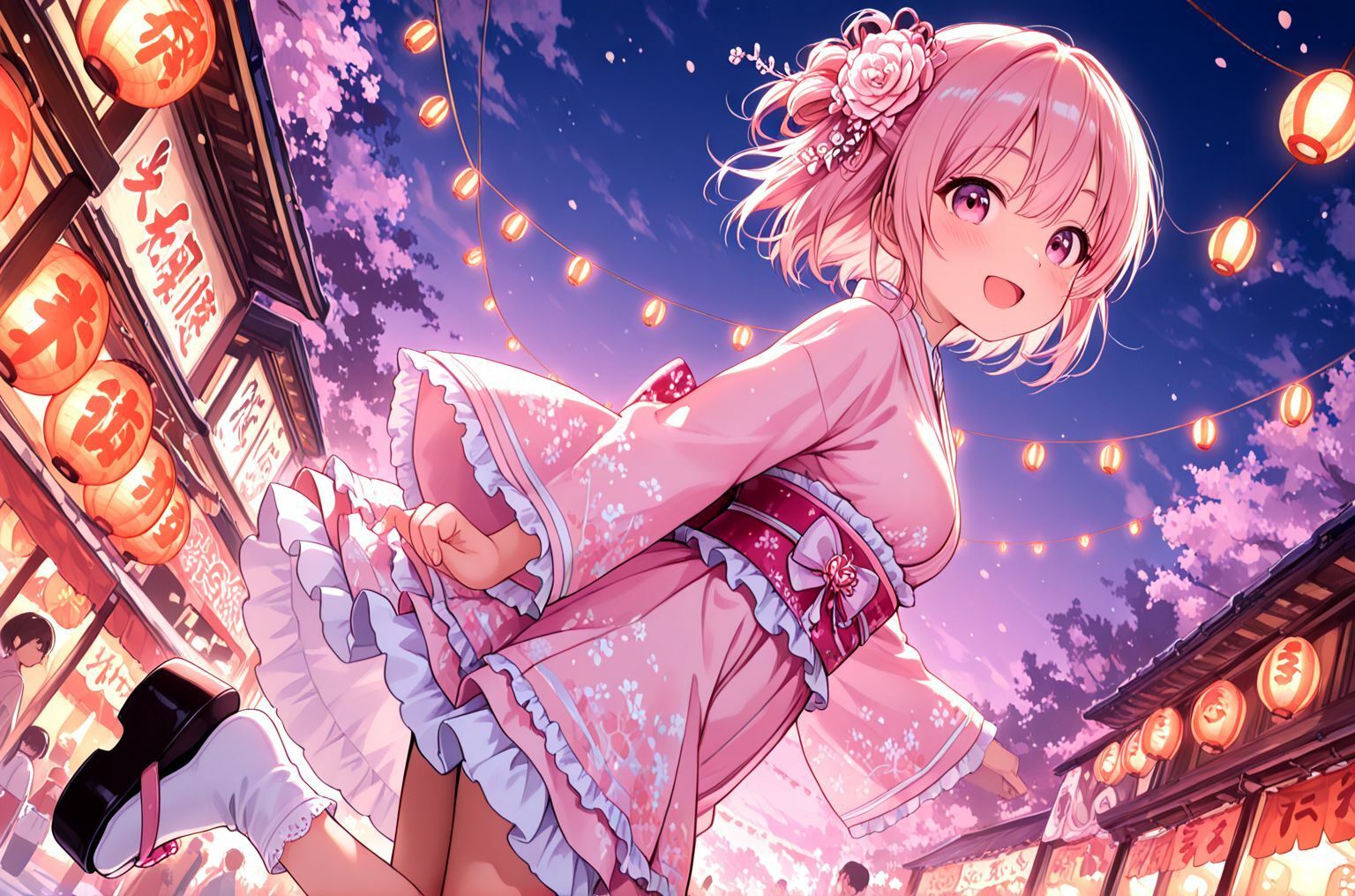 ミックスガールズコレクション  和服ミニスカ衣装のご当地ちっぱい美少女アイドルとえちえち打ち上げセックス - サンプル画像 1