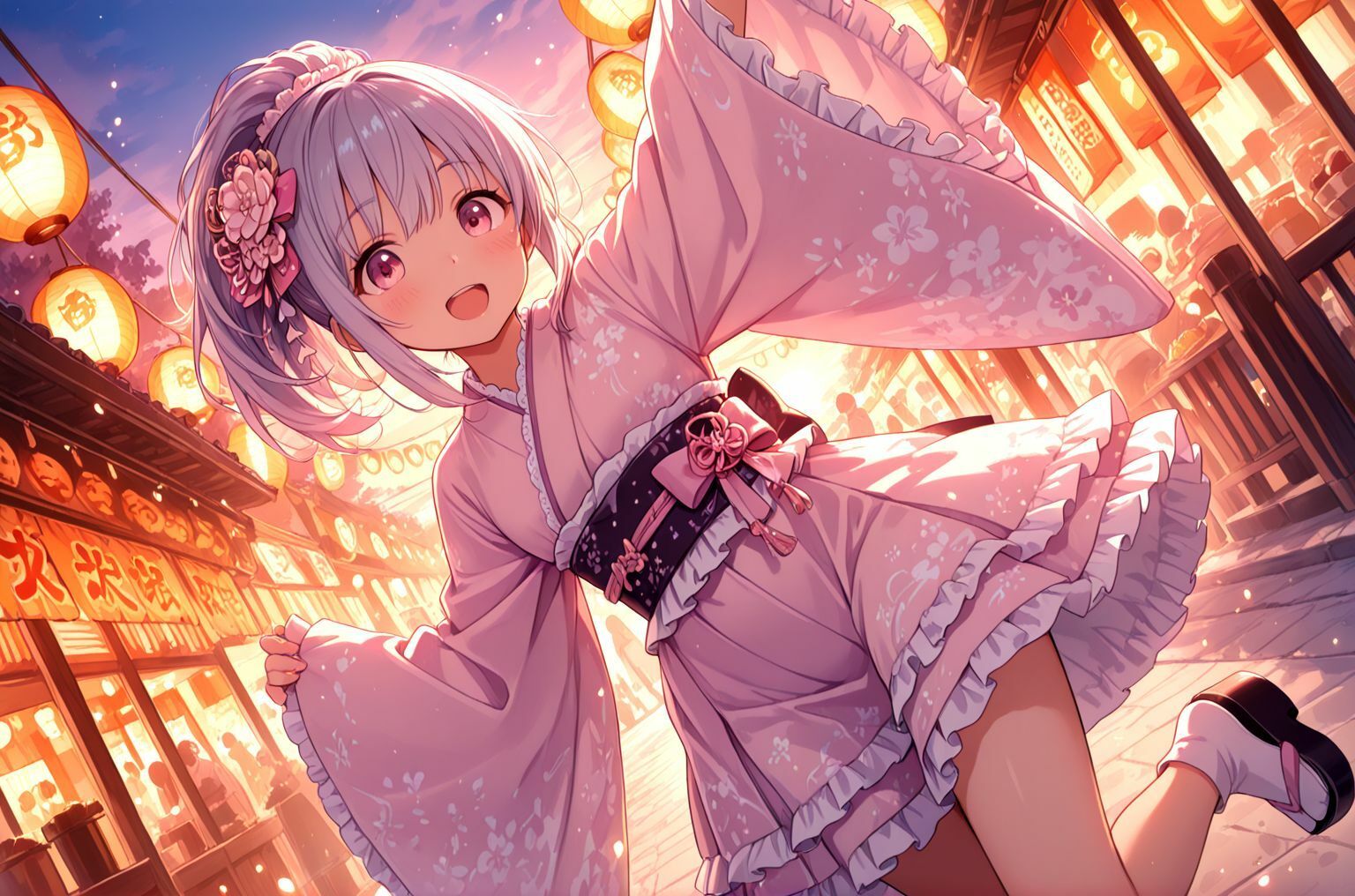 ミックスガールズコレクション  和服ミニスカ衣装のご当地ちっぱい美少女アイドルとえちえち打ち上げセックス - サンプル画像 2