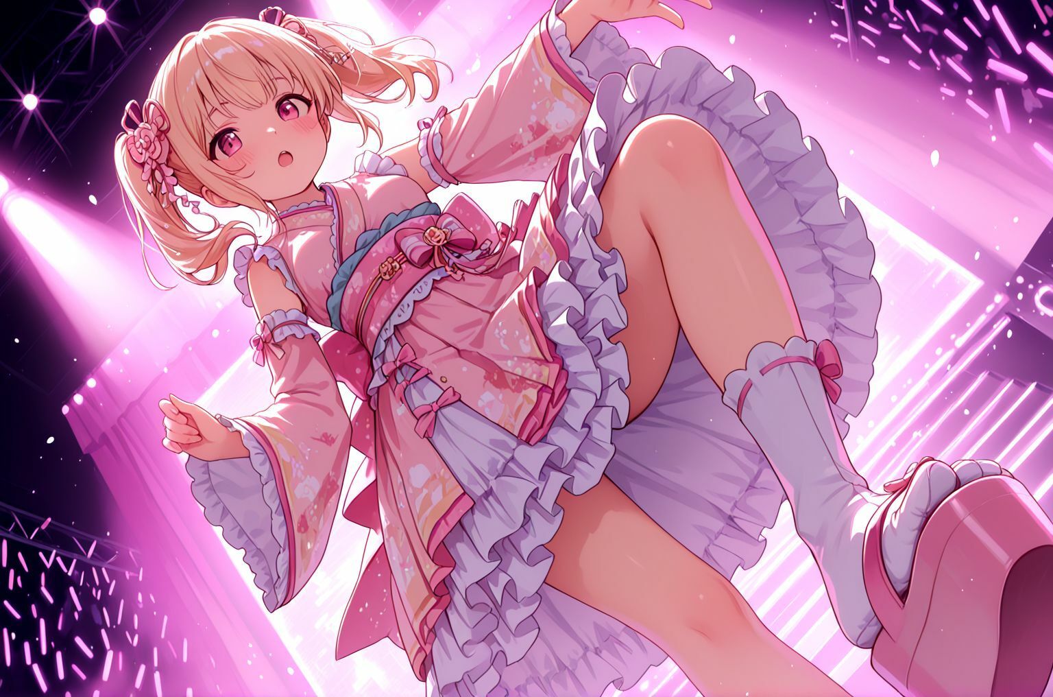 ミックスガールズコレクション  和服ミニスカ衣装のご当地ちっぱい美少女アイドルとえちえち打ち上げセックス - サンプル画像 3