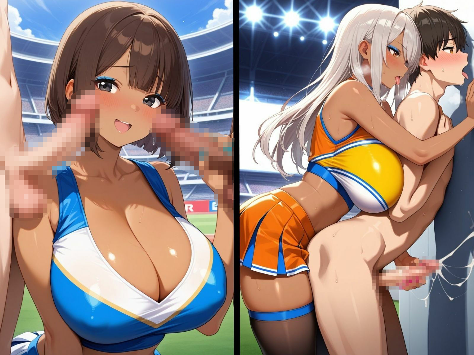 爆乳黒ギャルチアガール！スタジアムでやりたい放題！ - サンプル画像 2