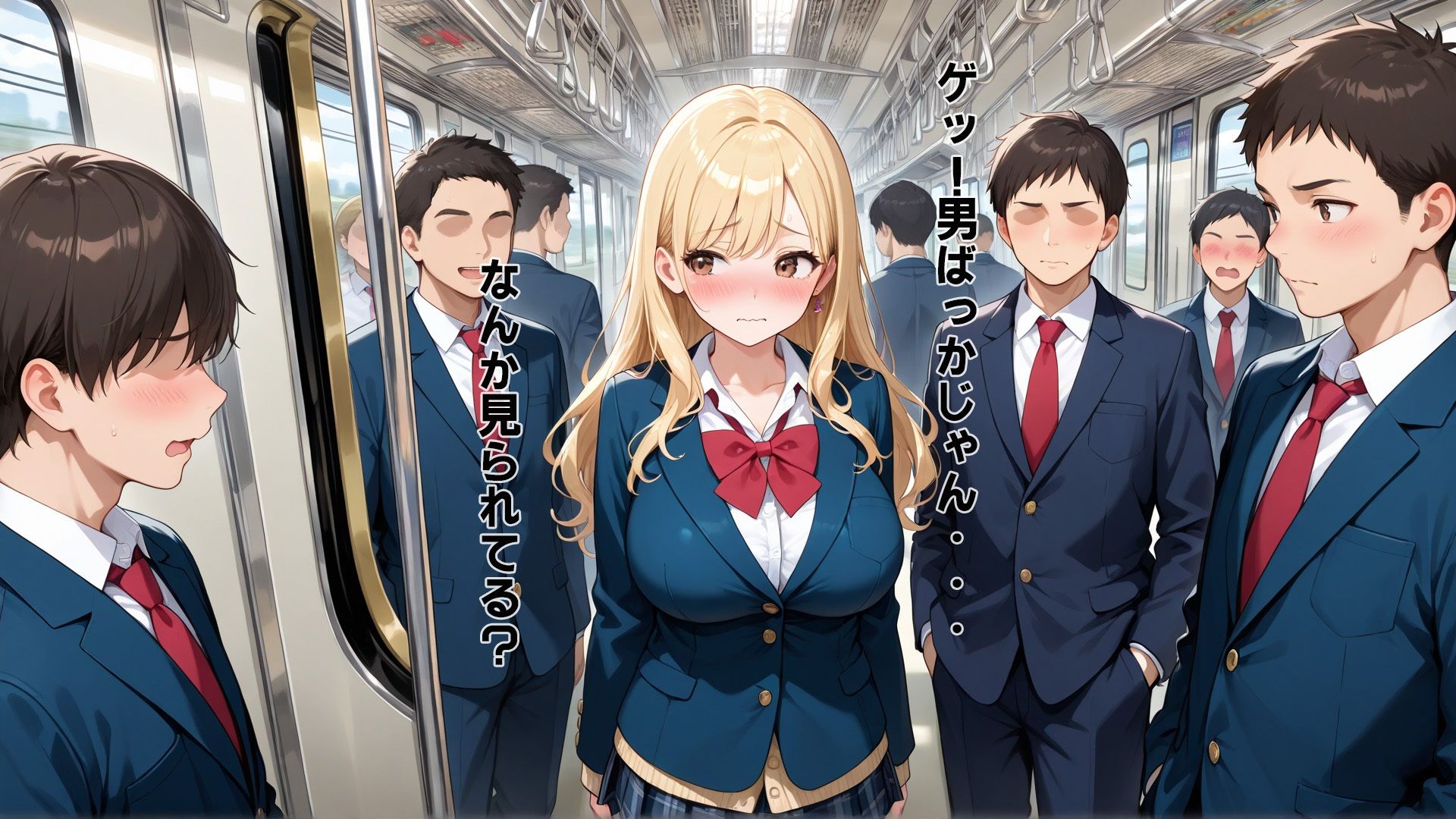 射精専用車車両に迷い込んでしまったJK - サンプル画像 1