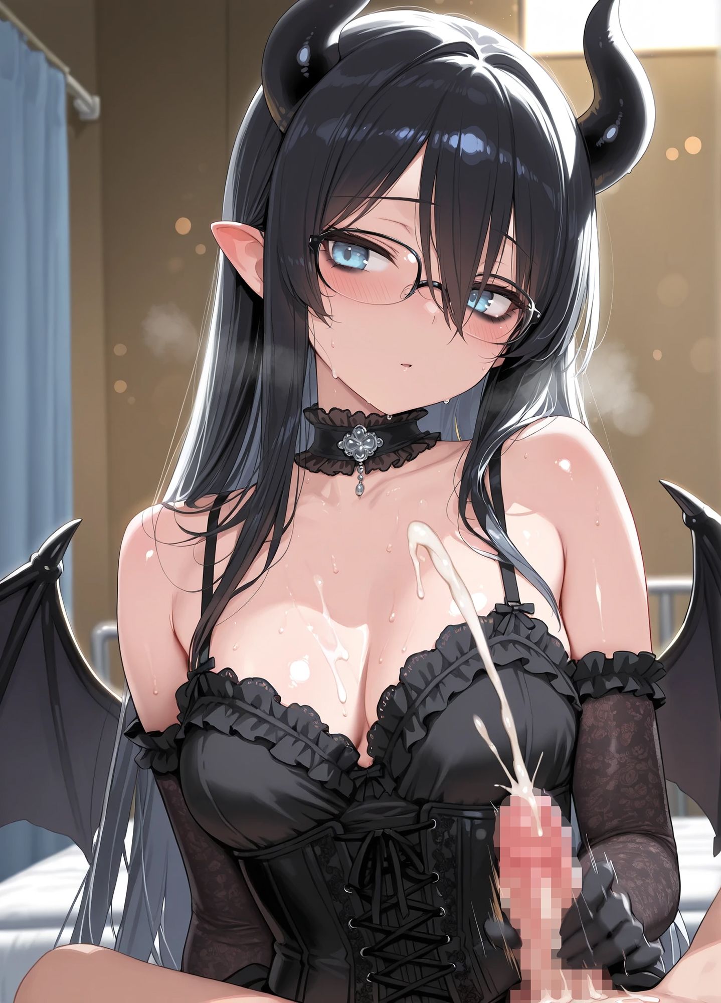 びょうじゃくくろかみロングとがっこうコスエッチ - サンプル画像 3