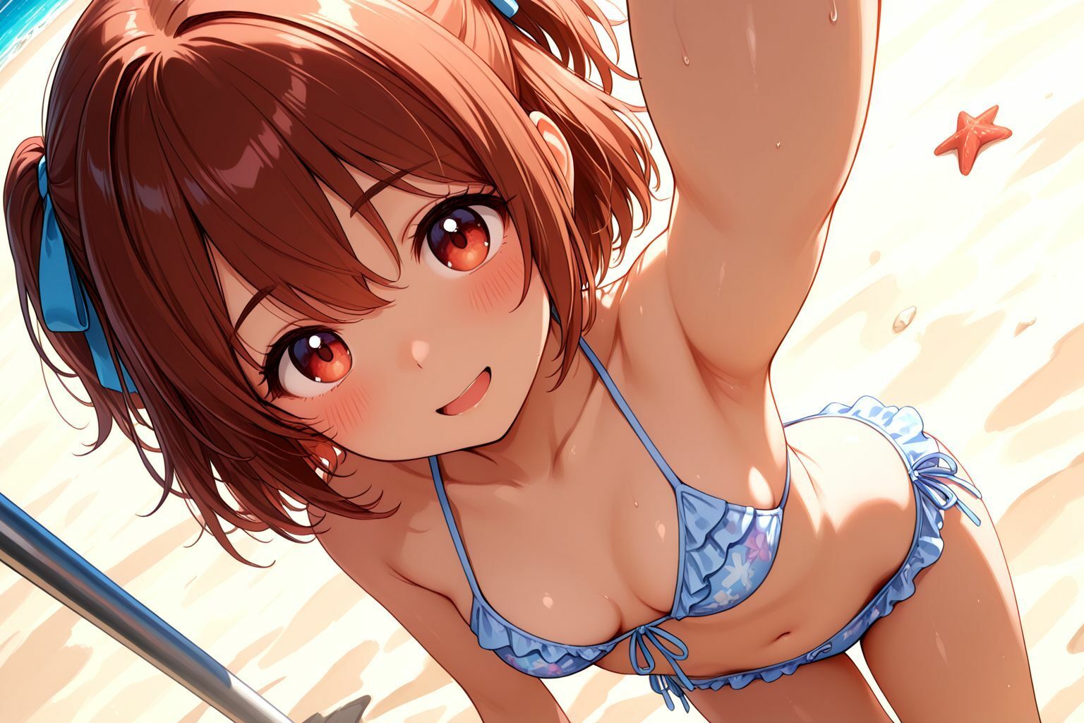 ミックスガールズコレクション  ちっぱい女の娘と海辺でイチャイチャセックス - サンプル画像 1