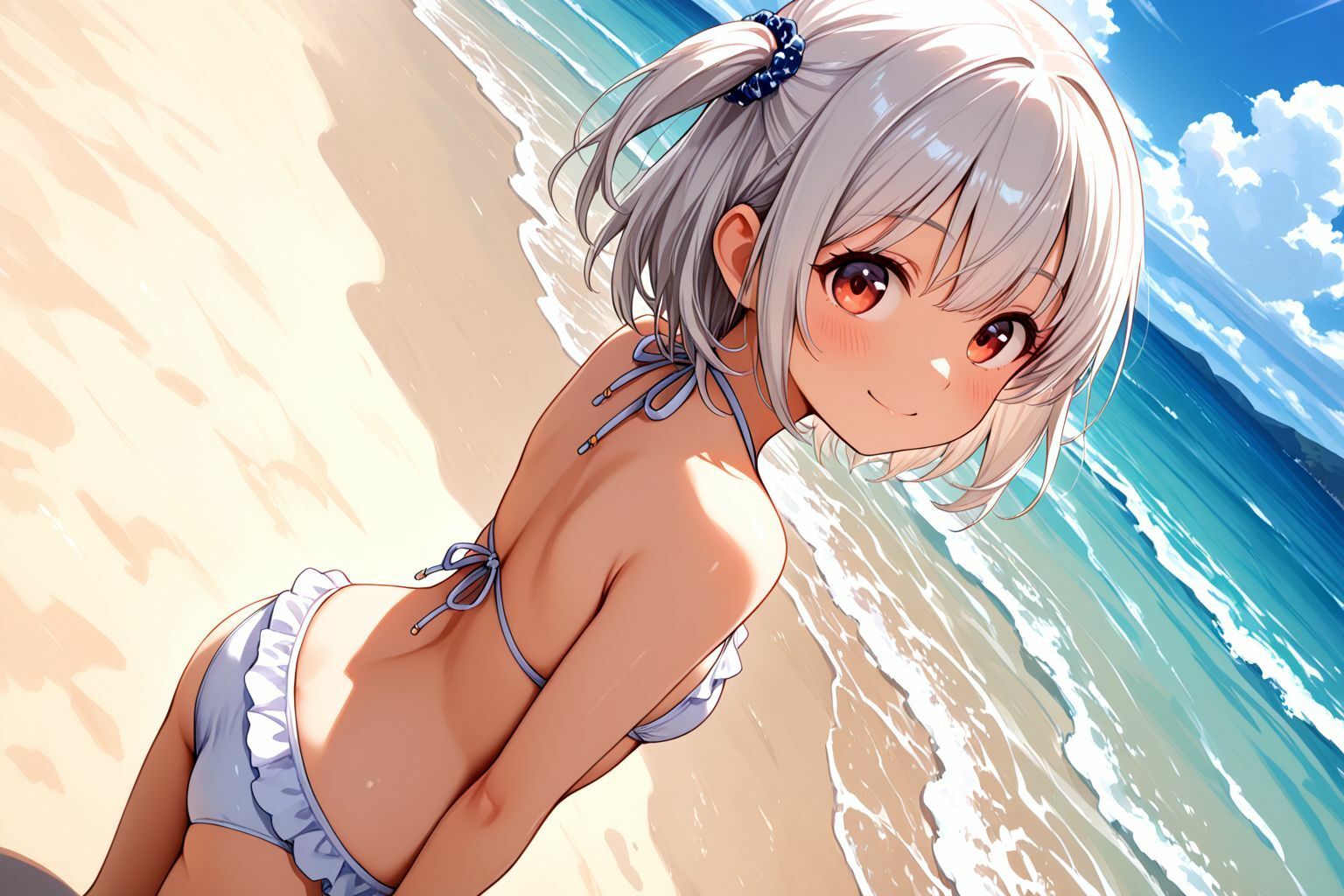 ミックスガールズコレクション  ちっぱい女の娘と海辺でイチャイチャセックス - サンプル画像 2