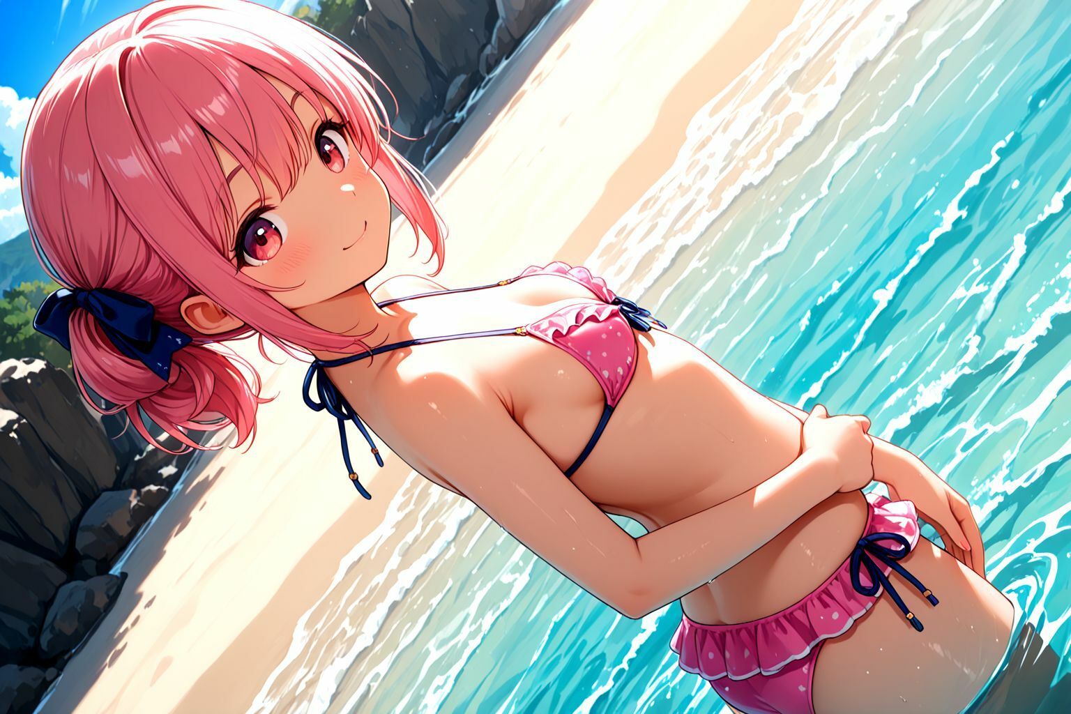 ミックスガールズコレクション  ちっぱい女の娘と海辺でイチャイチャセックス - サンプル画像 5