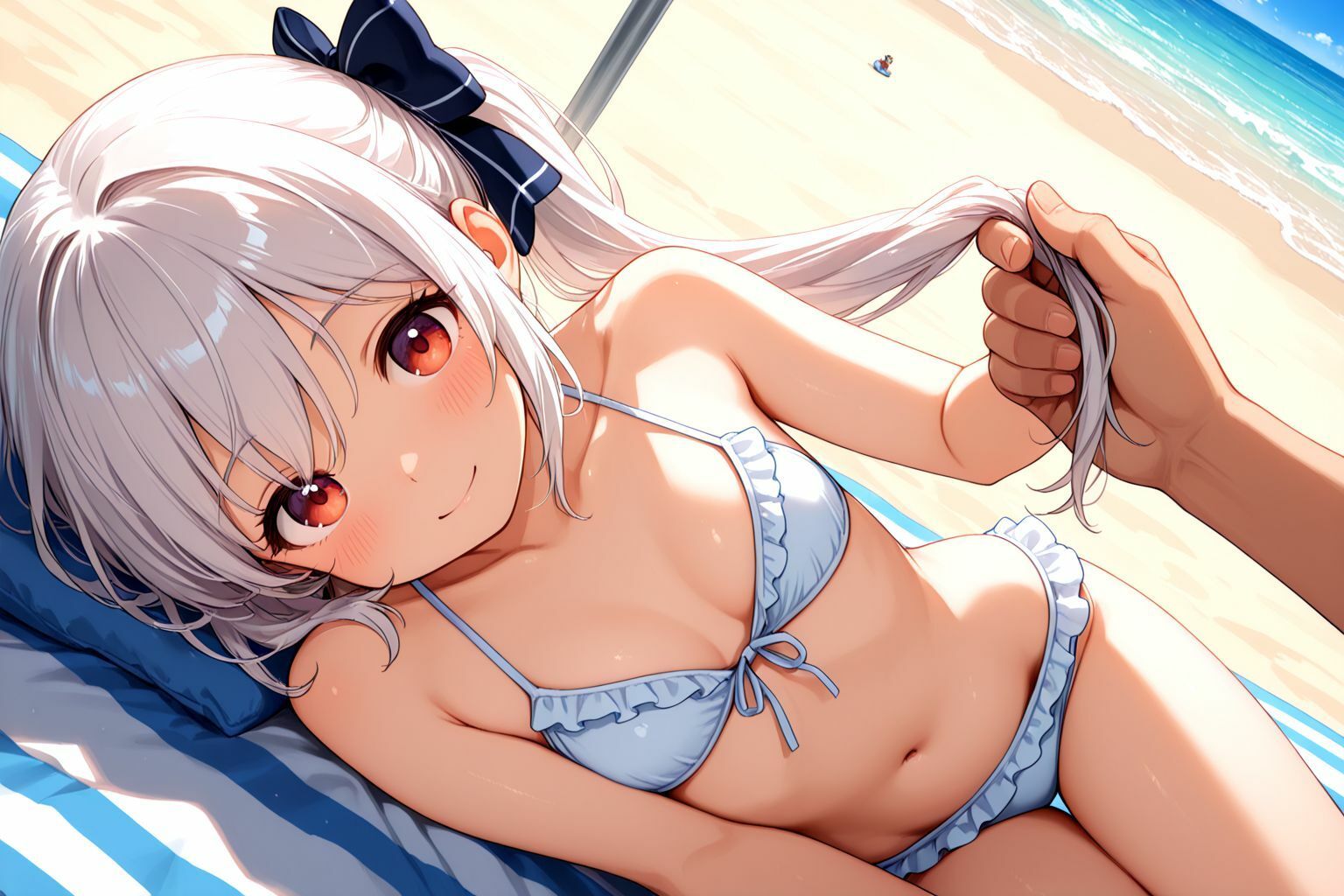 ミックスガールズコレクション  ちっぱい女の娘と海辺でイチャイチャセックス - サンプル画像 6