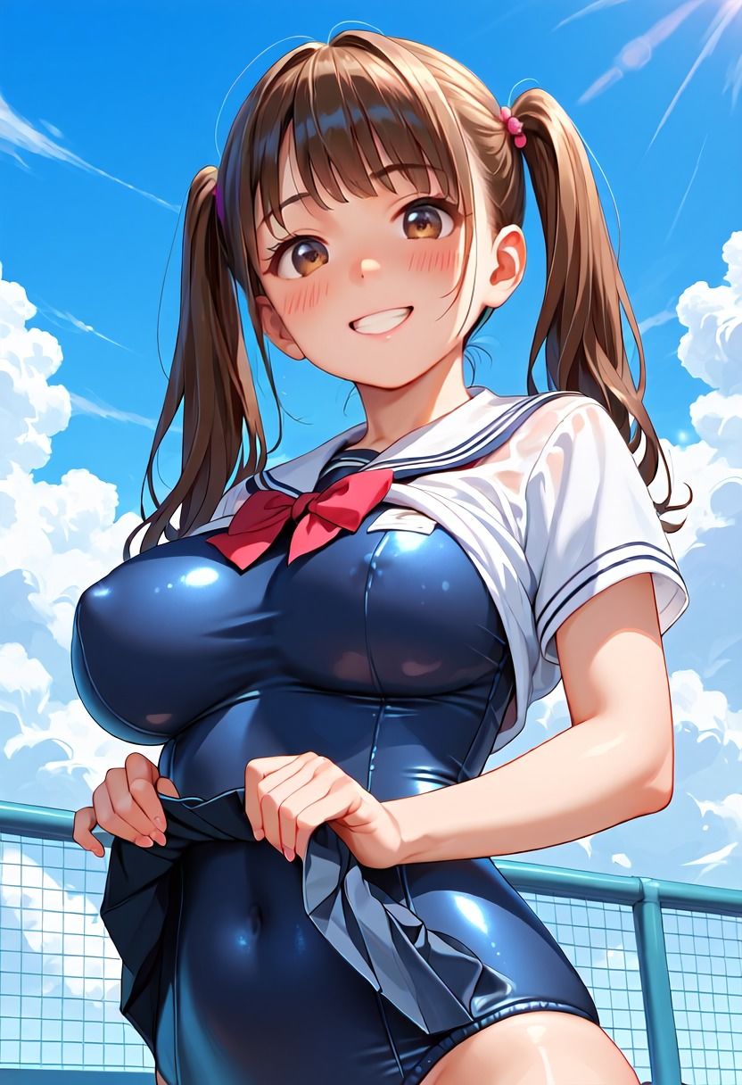 清楚系女子校生爆乳  スク水俺専用オナホ - サンプル画像 1