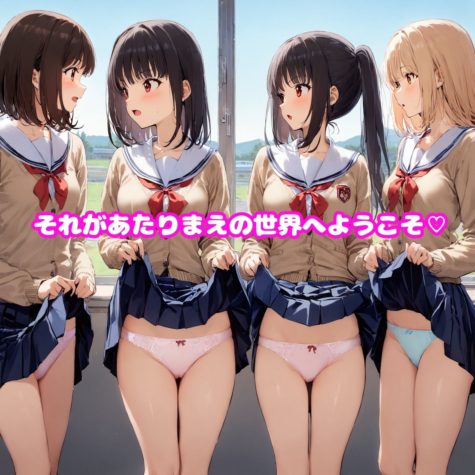 スカートをたくし上げて見せることが日常になった世界  JK編 - サンプル画像 5