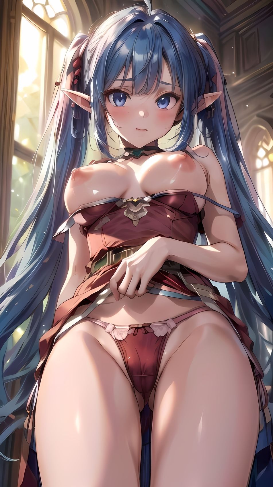 青髪美少女 - 魅惑のエロティックアートCG集239枚 - サンプル画像 1
