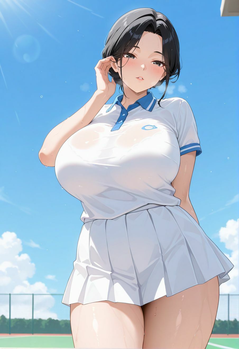 テニス通いの美人妻  巨乳を揺らし中出しセックス - サンプル画像 1