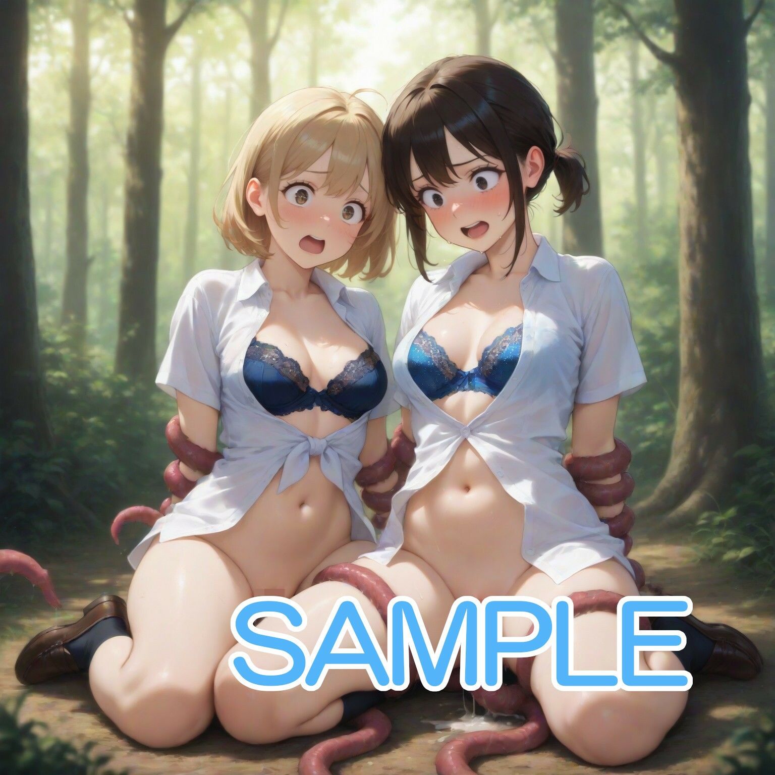 触手と学生服な女の子たち - サンプル画像 5