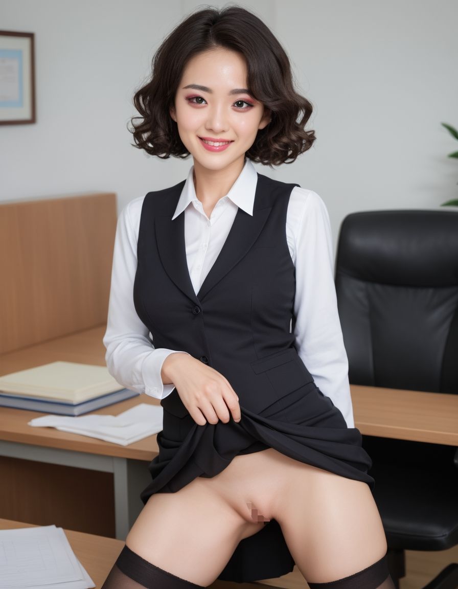 開脚美女  ショート秘書編 - サンプル画像 1