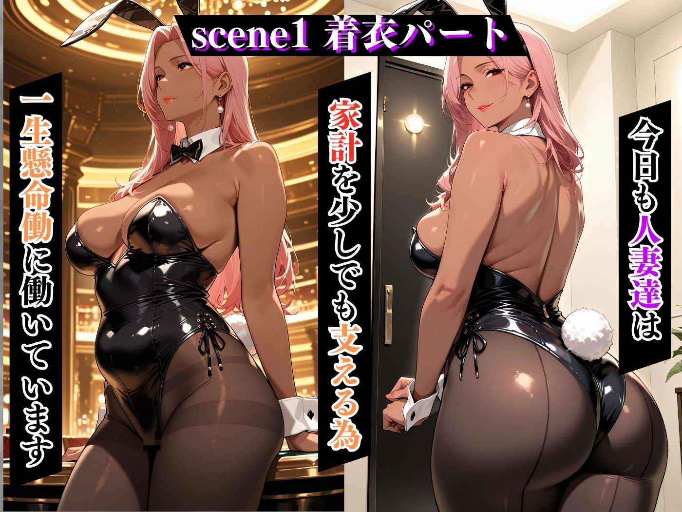 肉感人妻種付け〜熟した黒バニー集団孕ませ オナホ化公認カジノ〜 - サンプル画像 4