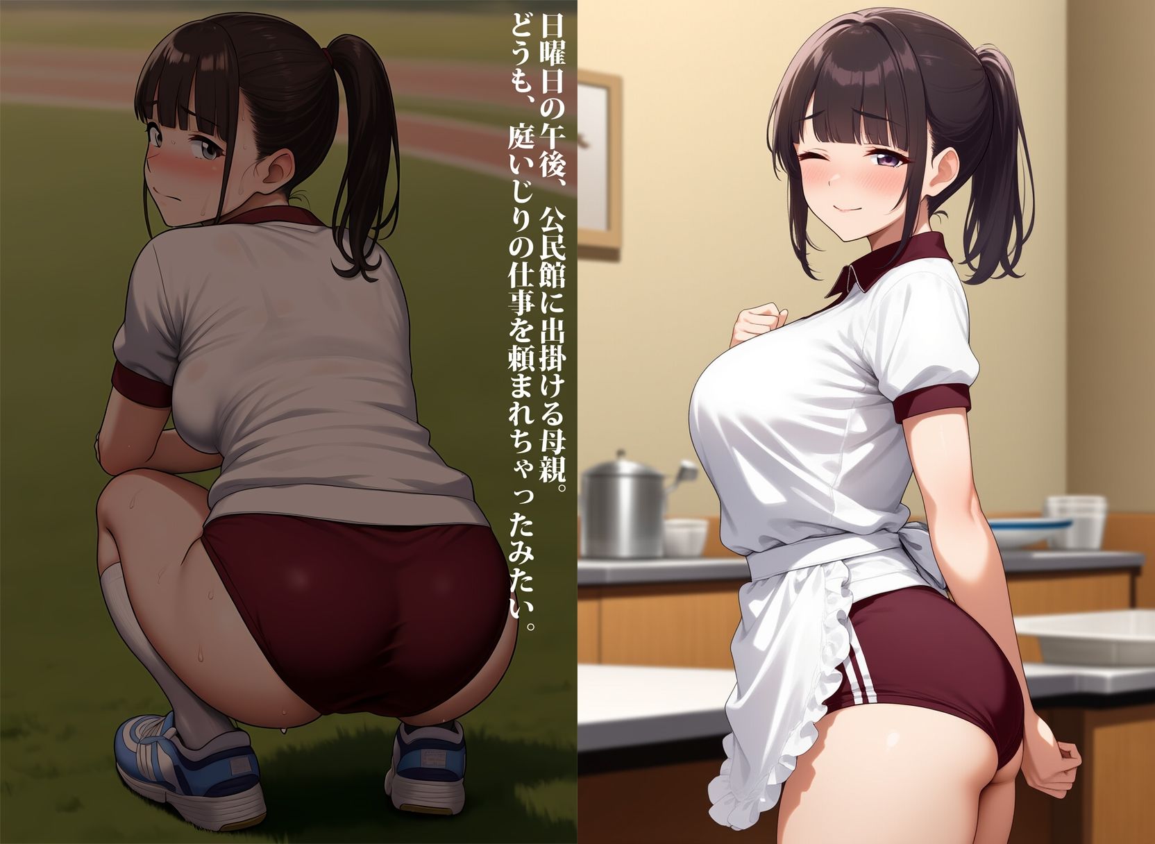 母親のブルマー尻に一目惚れ〜ブルマー姿のママの日常姿と懐かしい思い出〜 - サンプル画像 2