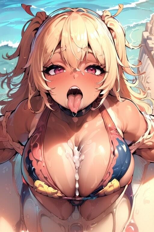 AIぶっかけCG集 海で見つけた爆乳エロ水着ギャルにごっくんさせろ！ - サンプル画像 3