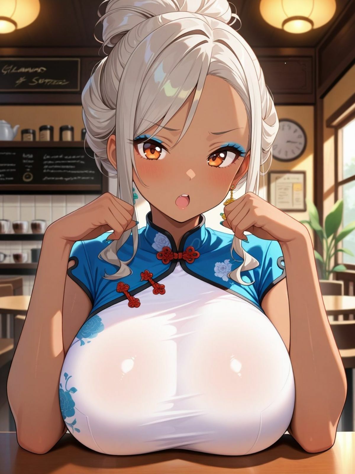 爆乳黒ギャルがチャイナドレスでお客とやりたい放題！ - サンプル画像 8