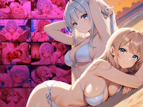 【450枚】爆乳銀髪＆茶髪モデルが撮影で発情！カメラマンと中出し撮影会 - サンプル画像 1