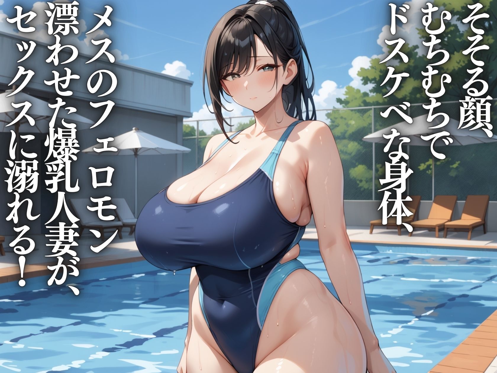 むちむち人妻インストラクターさんの競泳水着がエロすぎて種付けプレスしまくった話 - サンプル画像 1