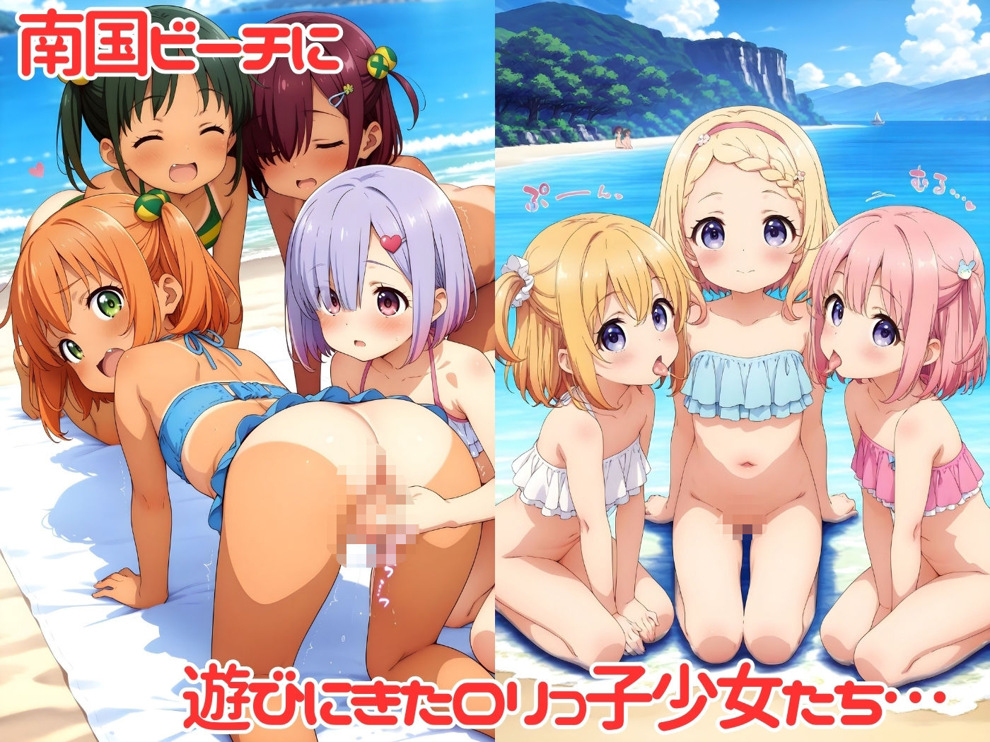 南国ビーチでロリっ子少女たちにエッチなイタズラ♪ - サンプル画像 2