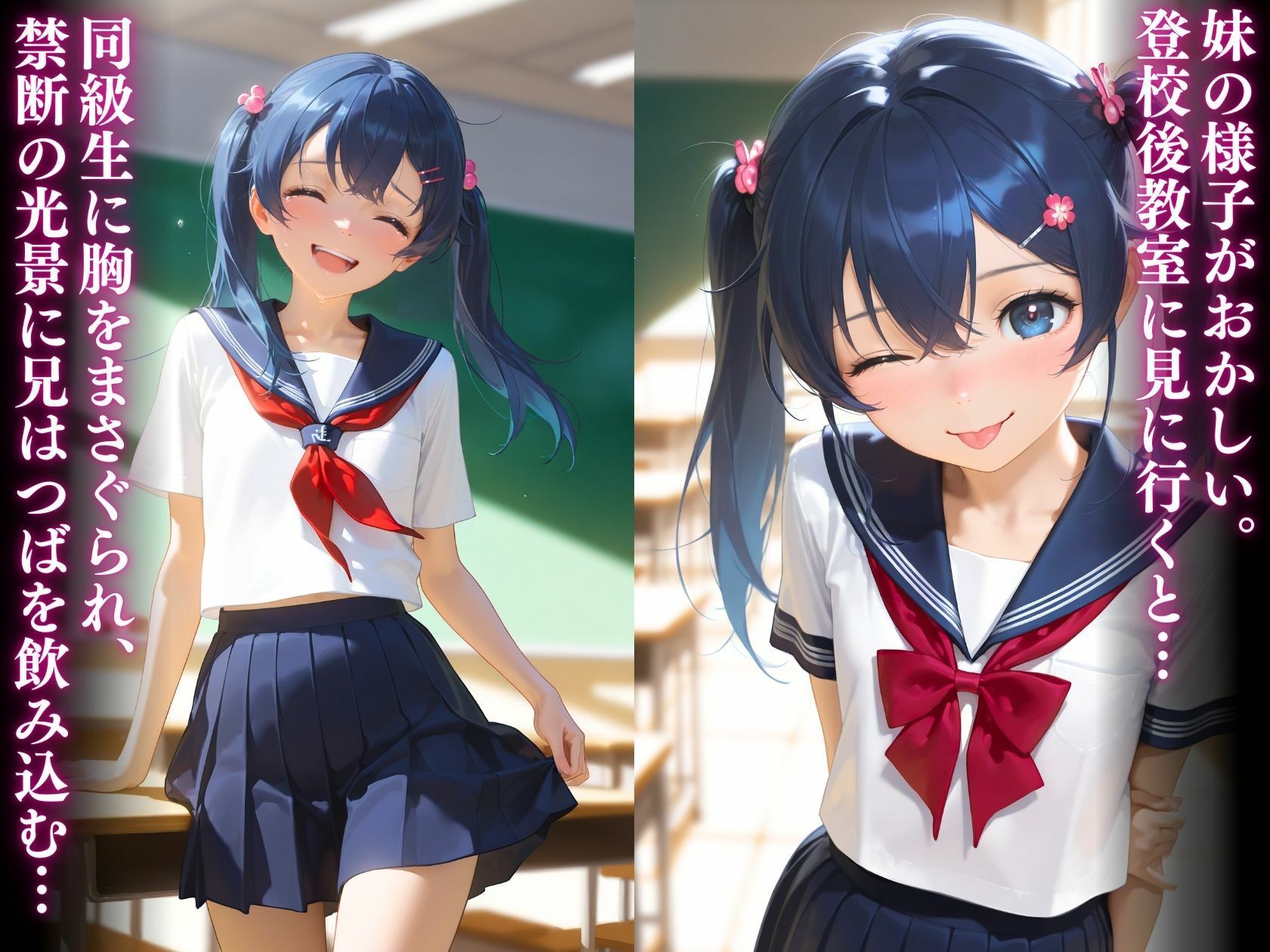 妹はビッチ禁断の教室「もっと中擦って（はーと）」 - サンプル画像 1