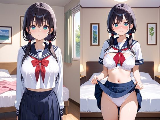 気弱なロリ巨乳制服少女はおじさんたちの言いなり - サンプル画像 1