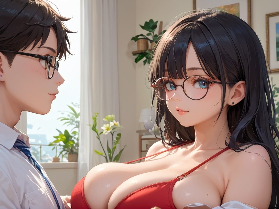 無意識に見せつける母さんの爆乳に我慢できず... - サンプル画像 1