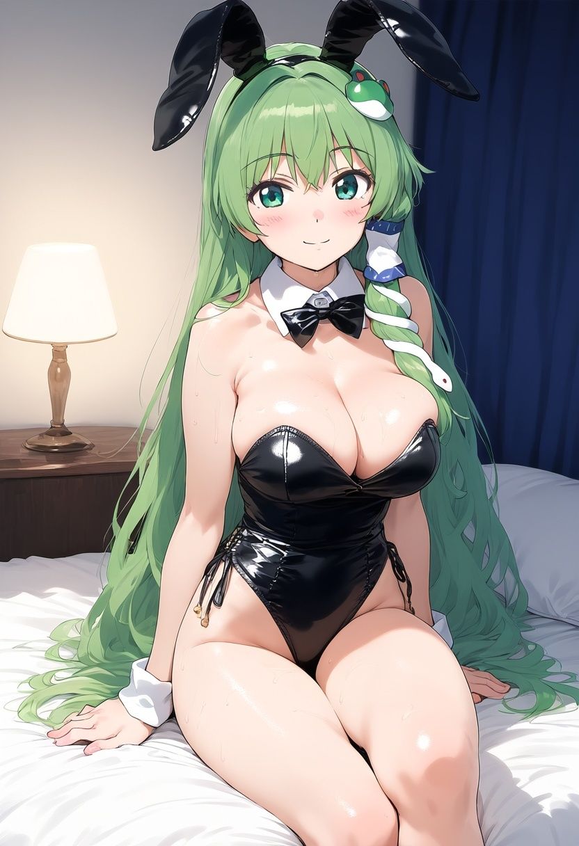 早苗さんバニーと寝室でイチャエロH 高解像度イラスト集 - サンプル画像 1