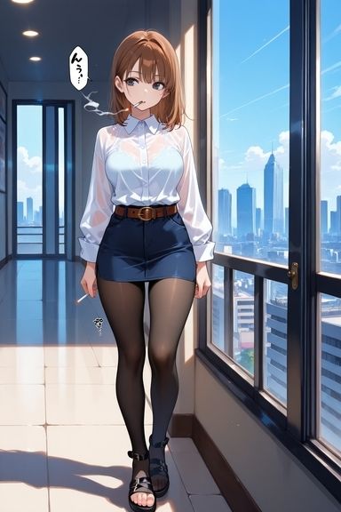 タバコ休憩してた先輩に性処理してもらった - サンプル画像 1