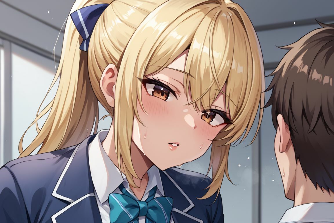 爆乳学園  金髪ギャルと濃厚エッチ - サンプル画像 1