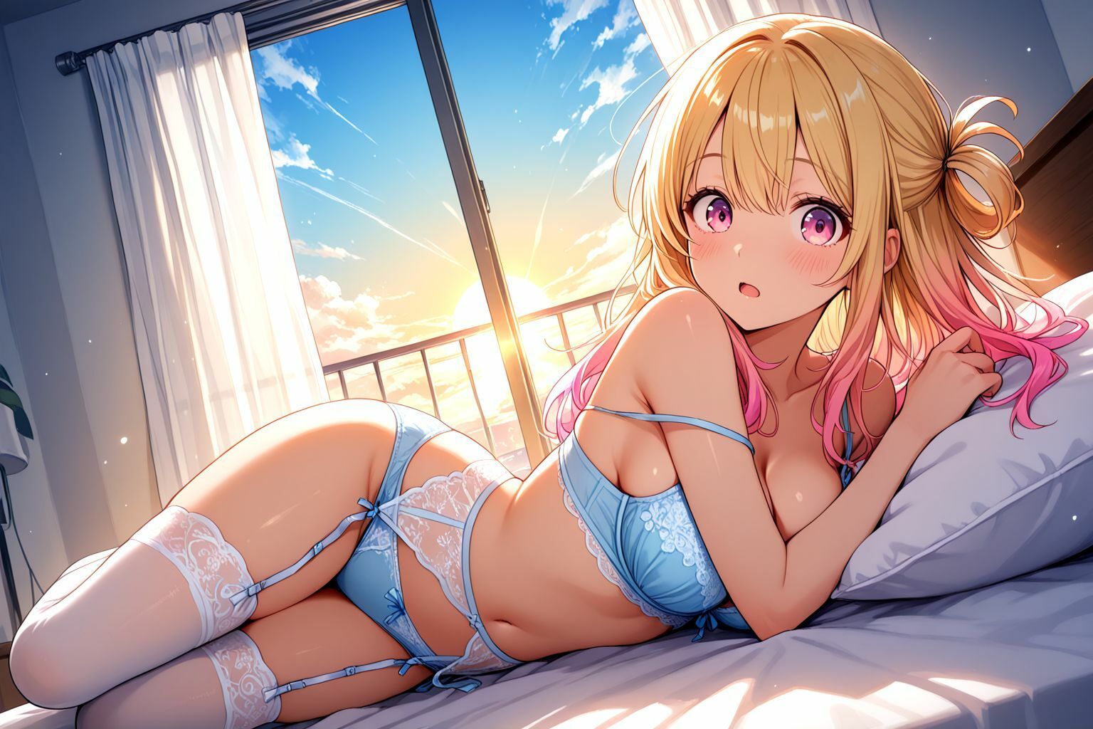 ミックスガールズコレクション  お泊りに来ていた幼馴染のパジャマ美少女と朝からえちえちセックス！ - サンプル画像 4