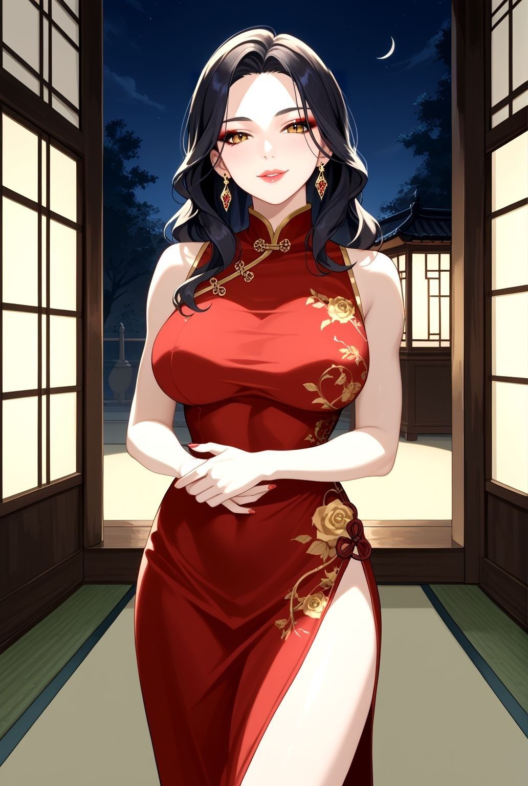 筋肉質な巨乳美熟女が織りなす濃密な一夜 - サンプル画像 1