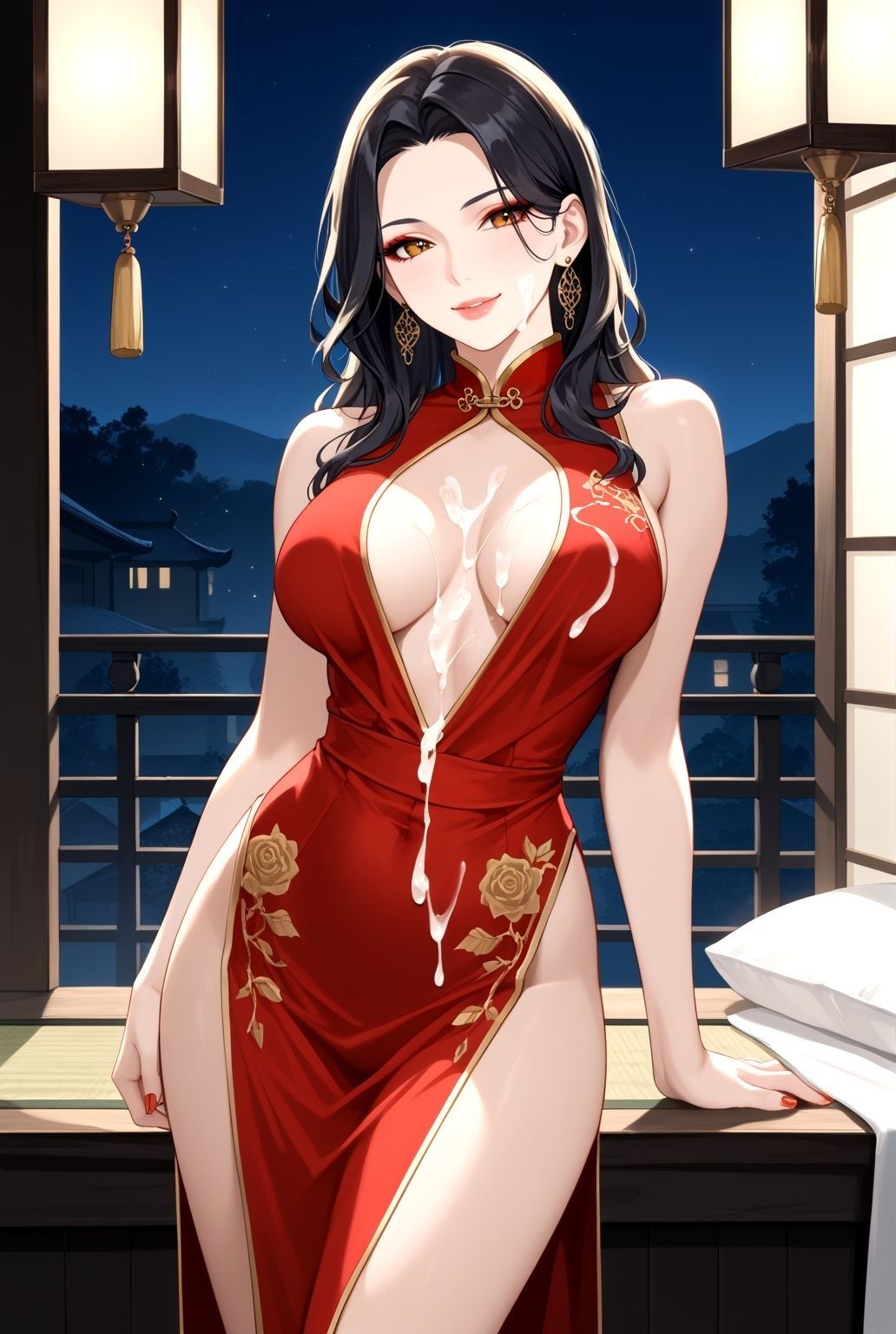 筋肉質な巨乳美熟女が織りなす濃密な一夜 - サンプル画像 9