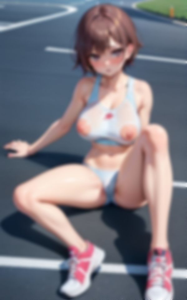 卑猥すぎる恰好で男を挑発する巨乳淫乱陸上女子部員 - サンプル画像 1