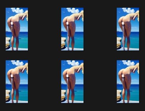 おしっこ動画（リア系）:ごめんなさい、女子トイレ混んでて・・・、外でしちゃうね・・・。快晴の海のおもらしのひとこま、屋外全裸金髪女の立ち小便、爆尿一歩手前、ちょろちょろおしっこ。 - サンプル画像 1