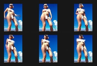 おしっこ動画（リア系）:開放感、快晴、芸術的快尿、屋外全裸金髪女の立ち小便、あーすっきりした、やったった。 - サンプル画像 1