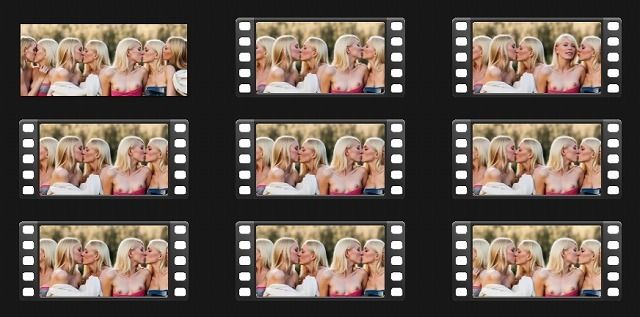 レズビアン動画（リア系）:レズ乱交7人組、カップル3組が熱いキスのお戯れ、おっぱい露出あり、原画もはいっています。BGMなし。 - サンプル画像 1