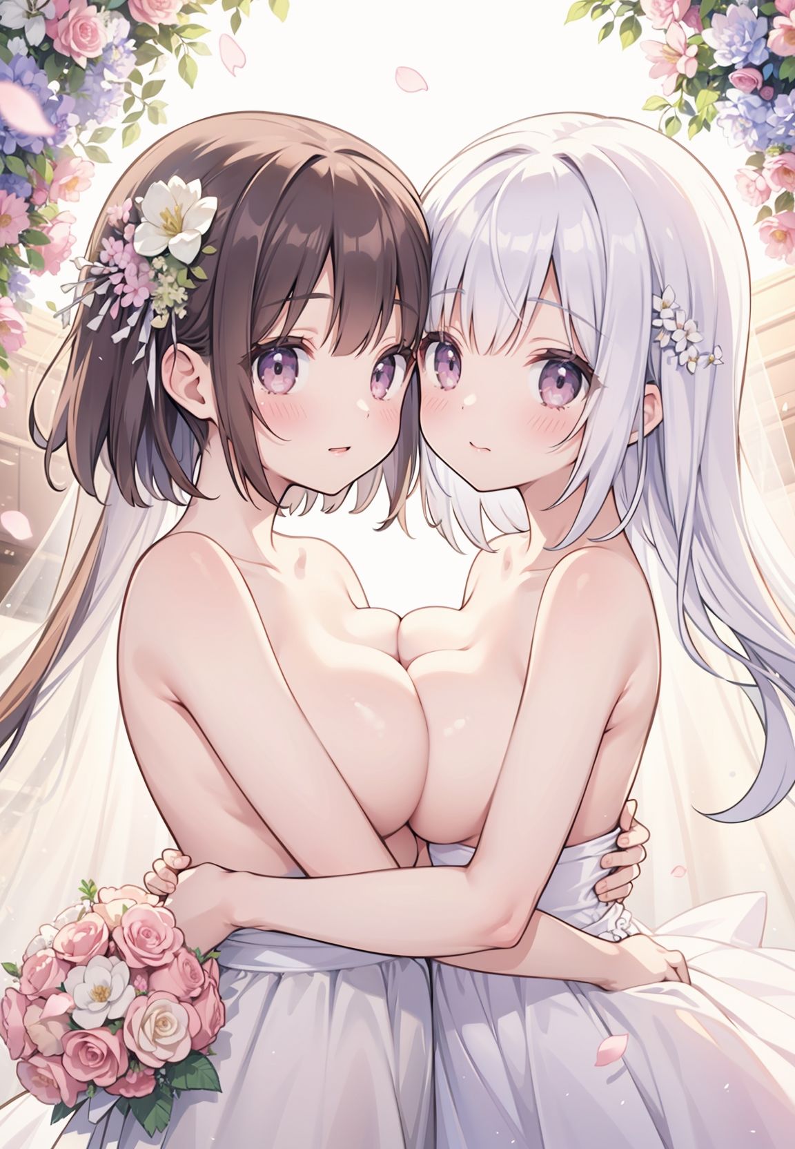 【無料】百合イラスト詰め合わせ〜結婚から幼少期まで〜 - サンプル画像 1
